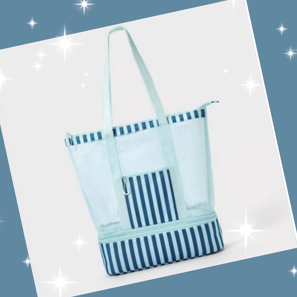 Mesh Cooler Tote Bag with Towel Straps - Sun Squad 19x19x6 - NEW